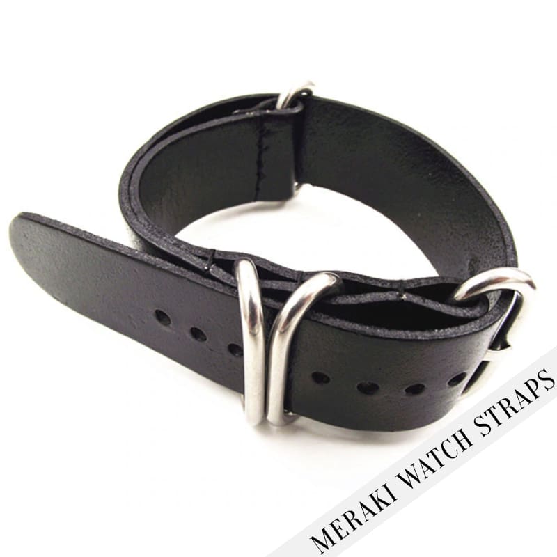 Black - 18Mm Genuine Leather Watch Strap