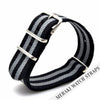 Black & Double Grey Stripe - 18Mm Nato Watch Strap