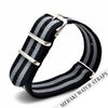 Black & Double Grey Stripe - 20Mm Nato Watch Strap