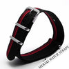 Black & Double Red Side Stripe - 20Mm Nato Watch Strap