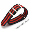 Black & Double Red Stripe - 20Mm Nato Watch Strap