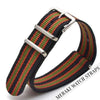 Black & Double Red/olive Stripe - 20Mm Nato Watch Strap