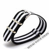 Black & Double White Stripe - 18Mm Nato Watch Strap