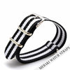 Black & Double White Stripe - 20Mm Nato Watch Strap