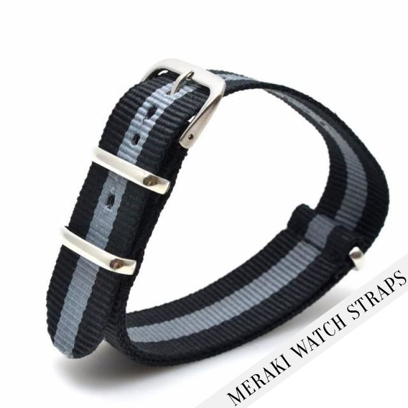 Black & Grey - 18Mm Nato Watch Strap