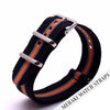 Black & Grey/orange Stripe - 20Mm Nato Watch Strap