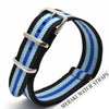 Black & Light Blue/blue Stripe - 20Mm Nato Watch Strap