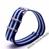 Blue & Double White Stripe - 18Mm Nato Watch Strap