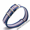 Blue & Red/white Stripe - 20Mm Nato Watch Strap