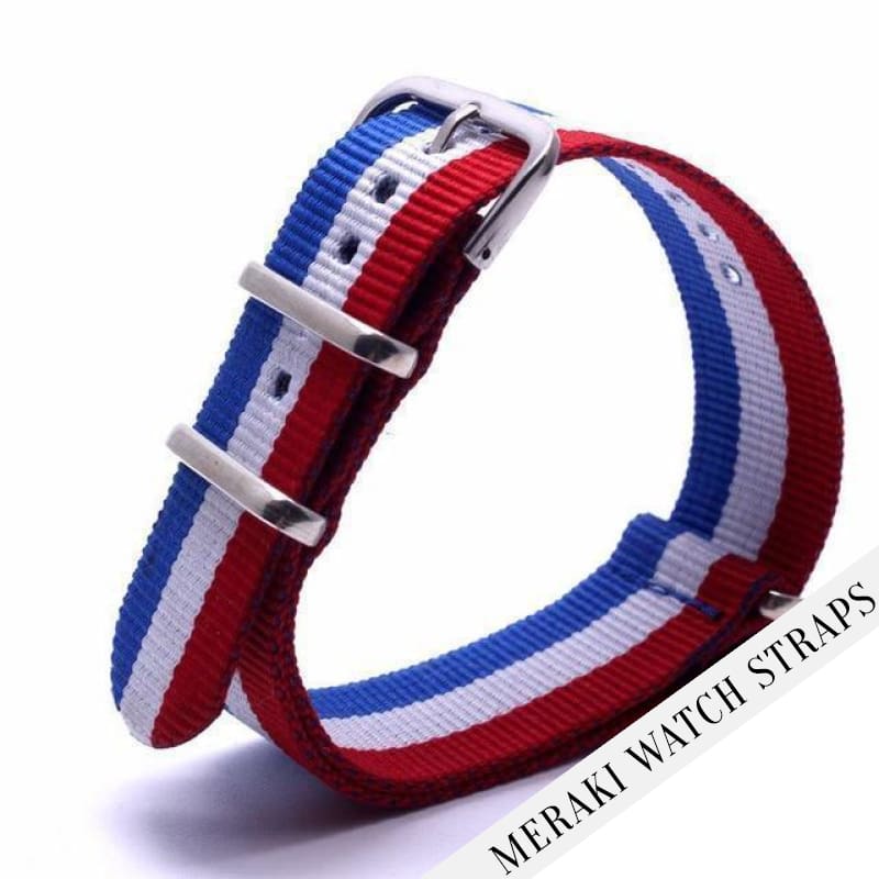 Blue/white/red - 20Mm Nato Watch Strap