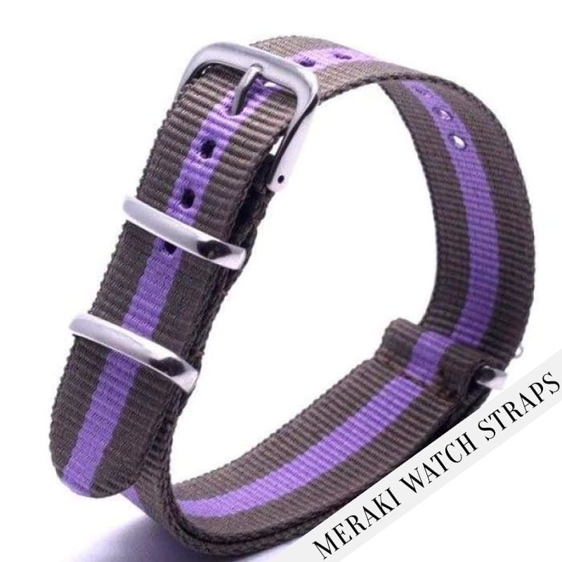 Brown Purple 18mm NATO Watch Strap Meraki Watch Straps