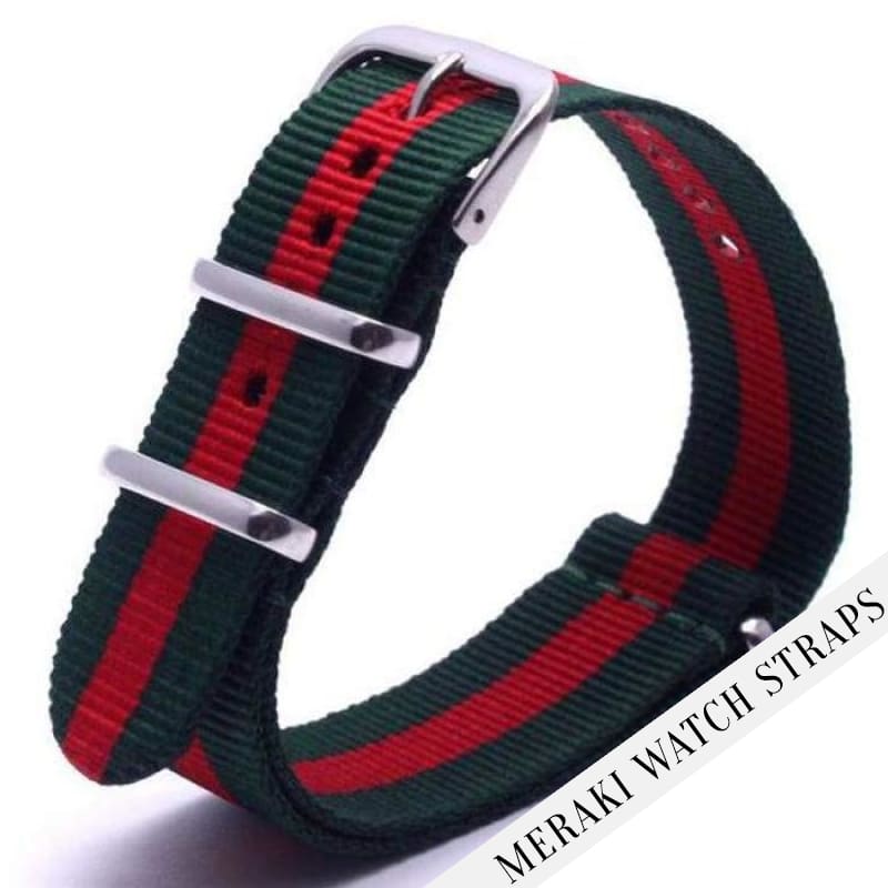 Green & Red - 16Mm Nato Watch Strap