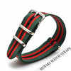 Green & Red/black Stripe - 16Mm Nato Watch Strap