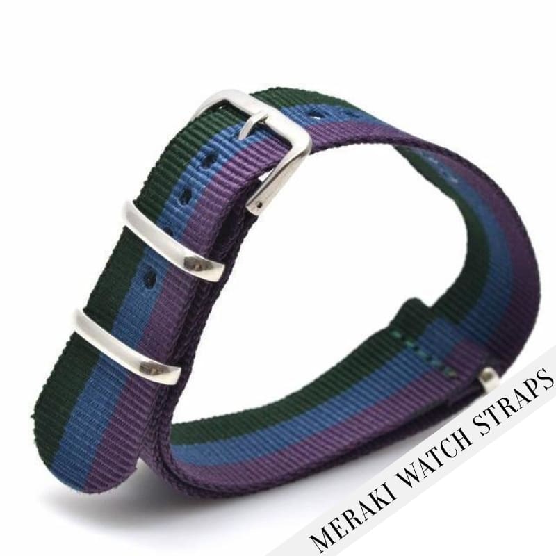 Green/blue/purple - 20Mm Nato Watch Strap