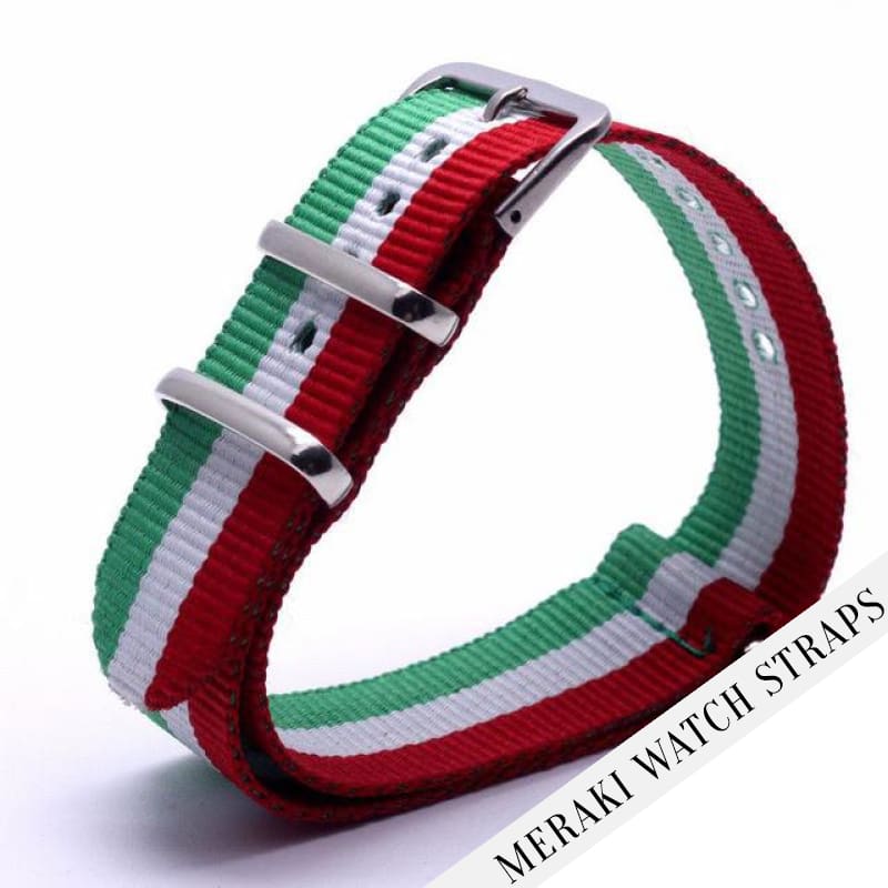 Green/white/red - 18Mm Nato Watch Strap