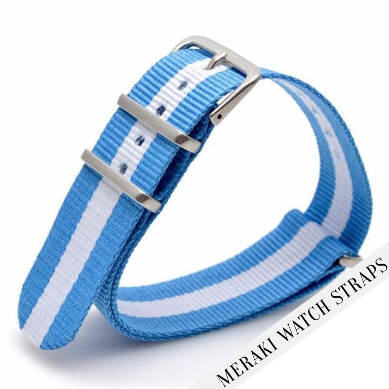 Light Blue & White - 16Mm Nato Watch Strap