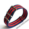 Navy & Double Red Stripe - 20Mm Nato Watch Strap