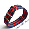 Navy & Double Red Stripe - 22Mm Nato Watch Strap