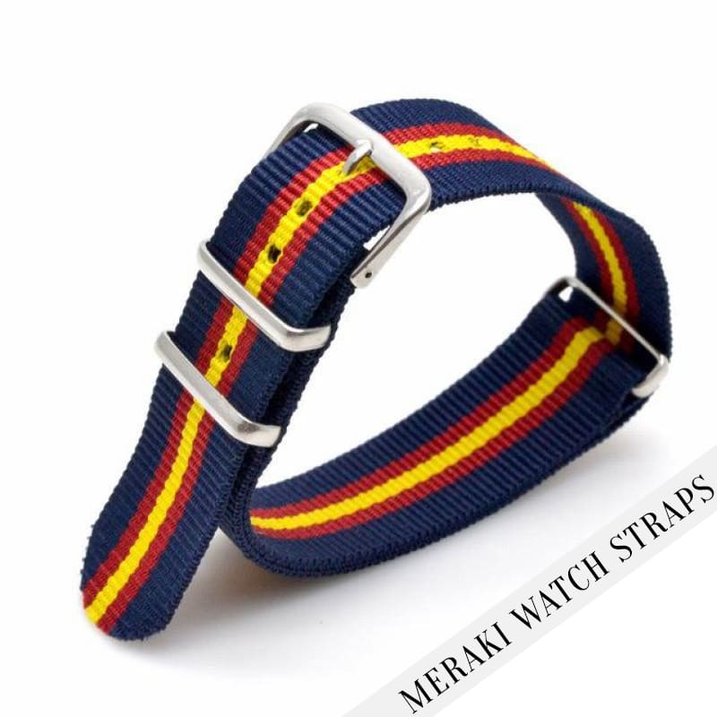 Navy & Red/yellow Stripe - 18Mm Nato Watch Strap