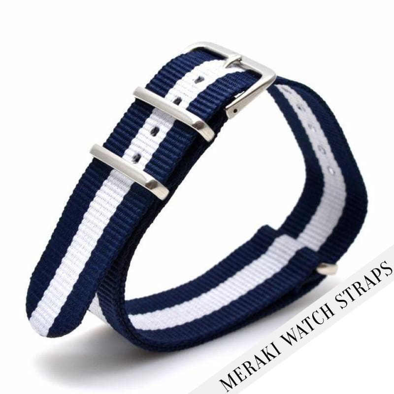 Navy & White - 16Mm Nato Watch Strap