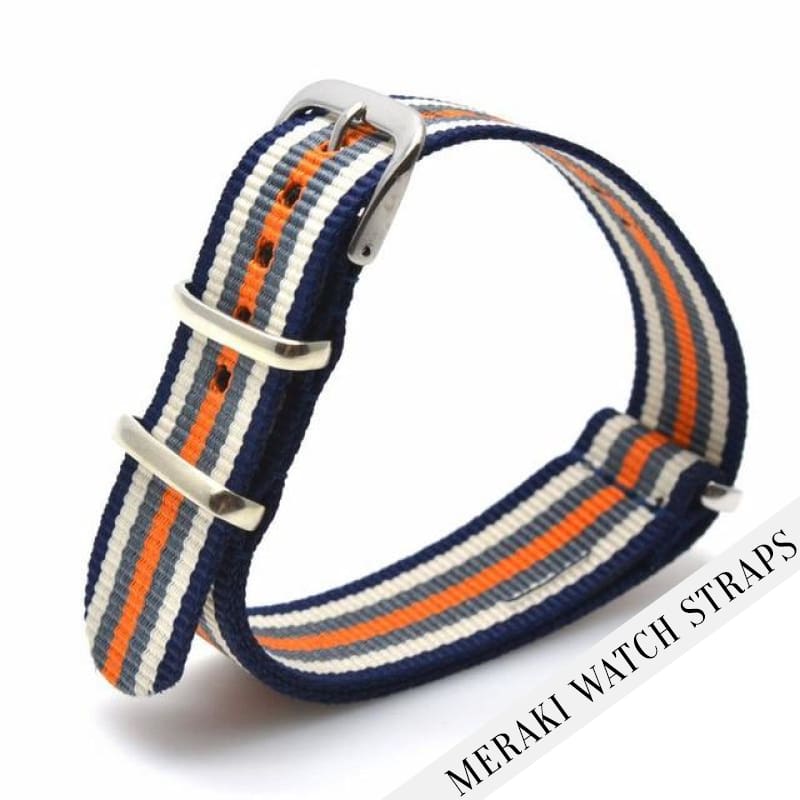 Navy/white/grey/orange - 18Mm Nato Watch Strap