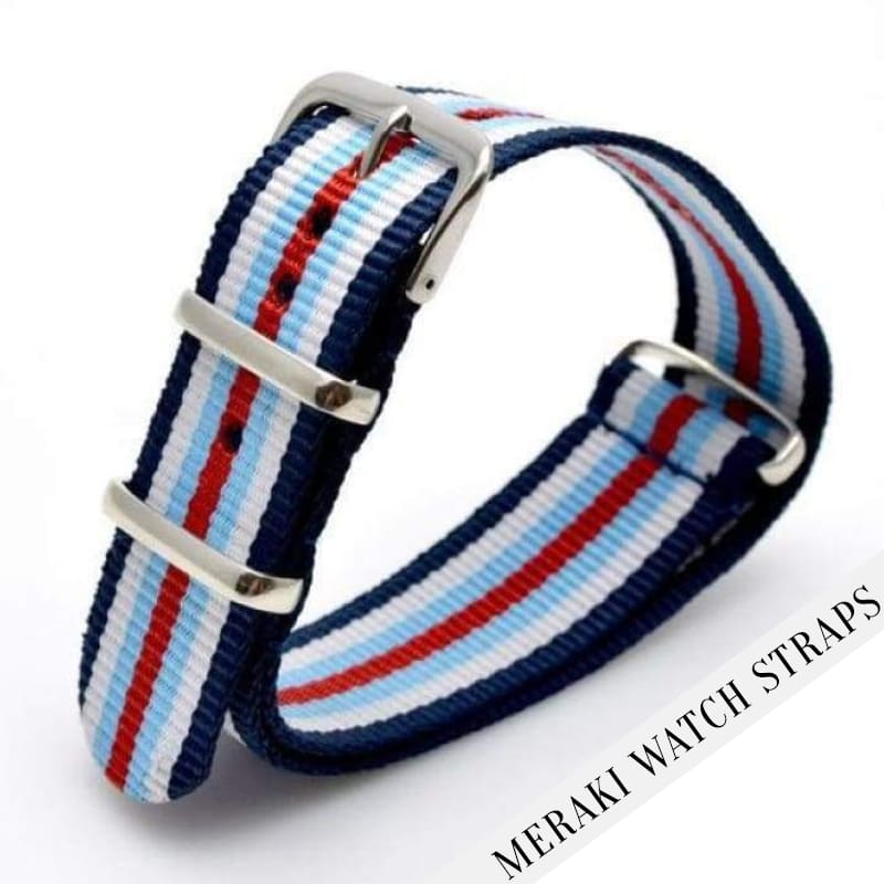 Navy/white/light Blue/red Stripe - 24Mm Nato Watch Strap