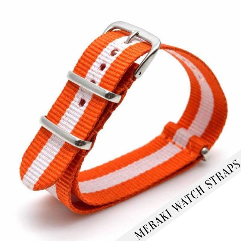 Orange & White - 18Mm Nato Watch Strap