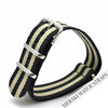 Black & Double Sand Stripe - 20Mm Nato Watch Strap