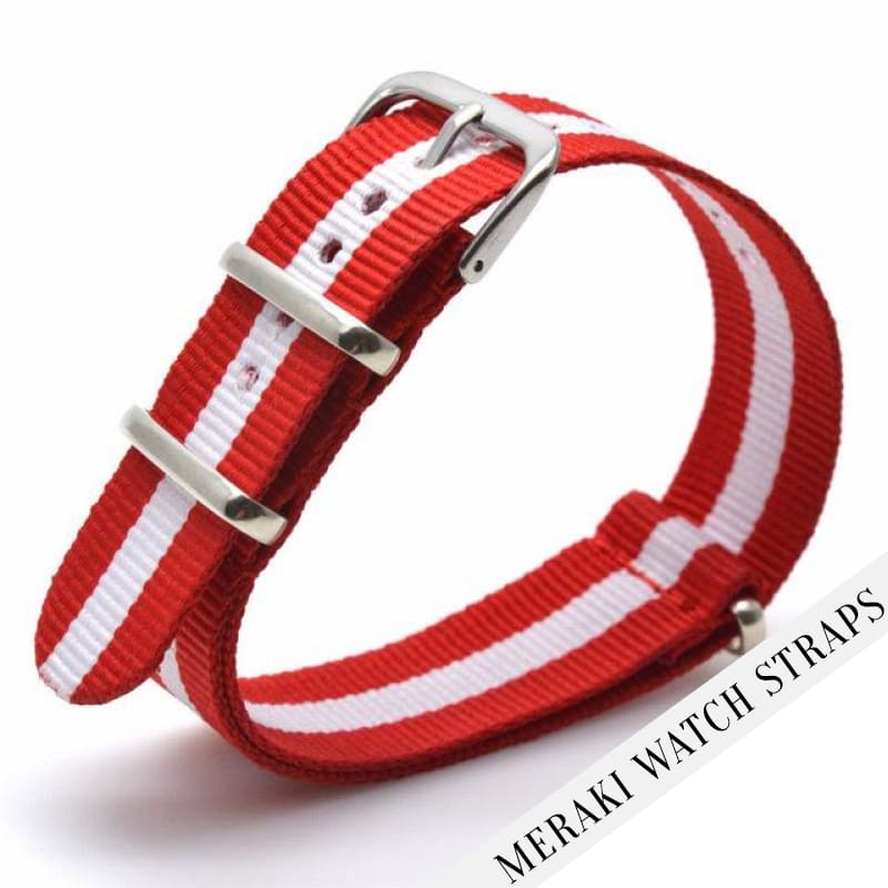 Red & White - 18Mm Nato Watch Strap