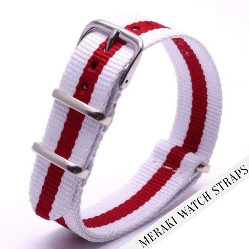 White & Red - 16Mm Nato Watch Strap